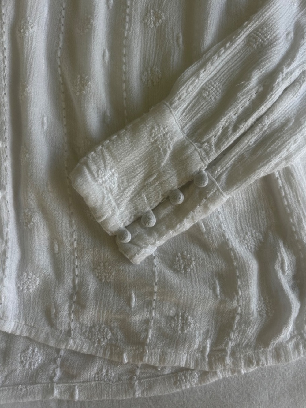 amuse society white embroidered swiss dot button front blouse size small - Picture 6 of 14